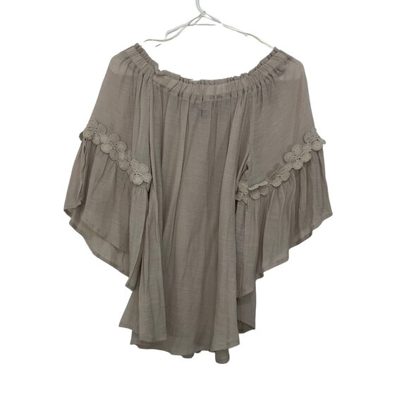 Melissa Paige Women Off-The-Shoulder Blouse Crochet Details SZ S Flared Sleeve - Picture 13 of 13